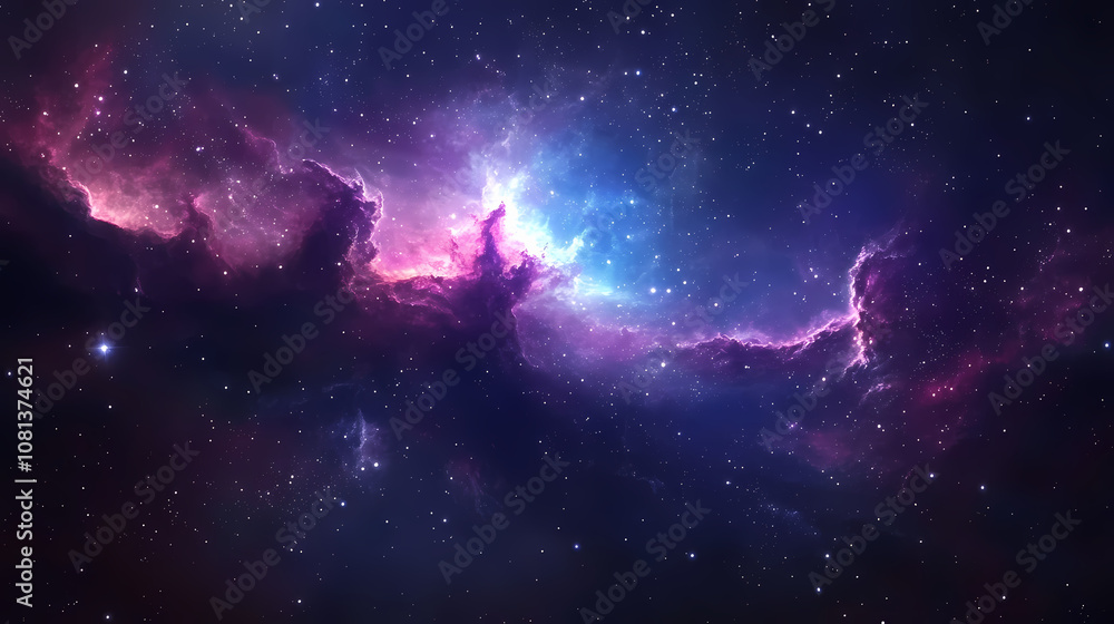 Cosmic background with a blue purple nebula and stars. Nebula. Illustration Cosmic background with a blue purple nebula and stars. Nebula. Illustration