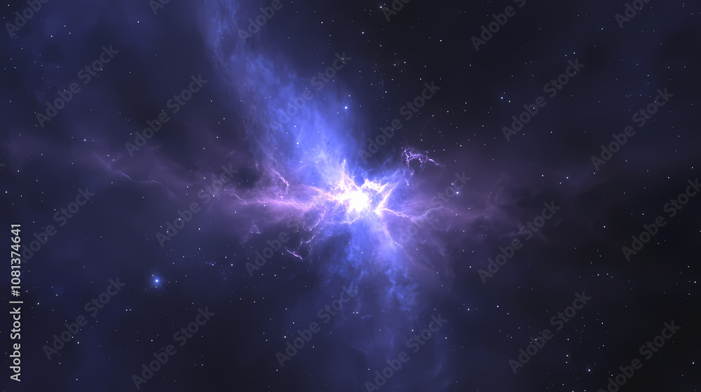 Cosmic background with a blue purple nebula and stars. Nebula. Illustration Cosmic background with a blue purple nebula and stars. Nebula. Illustration