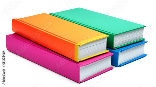 Four Colorful Books Stacked.