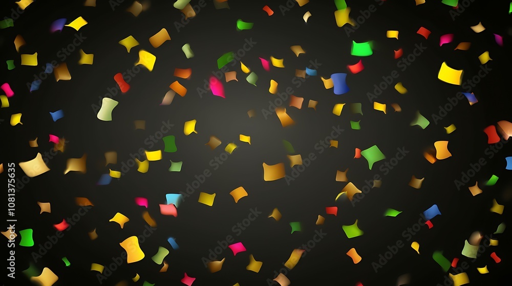Obraz premium Abstract Background with Colorful Confetti Falling on Black