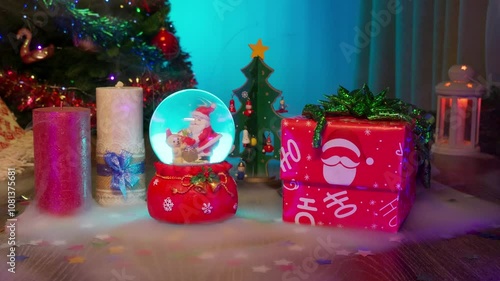 Mystical Christmas and New Year Atmosphere with Festive Decor, Tinsel, and Enchanting Mist. Magical Holiday Scene Creating a Dreamy, Ethereal Vibe.