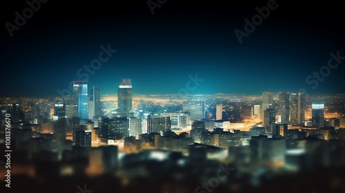 Wallpaper Mural Nighttime cityscape with illuminated skyscrapers and a vast expanse of twinkling lights Torontodigital.ca