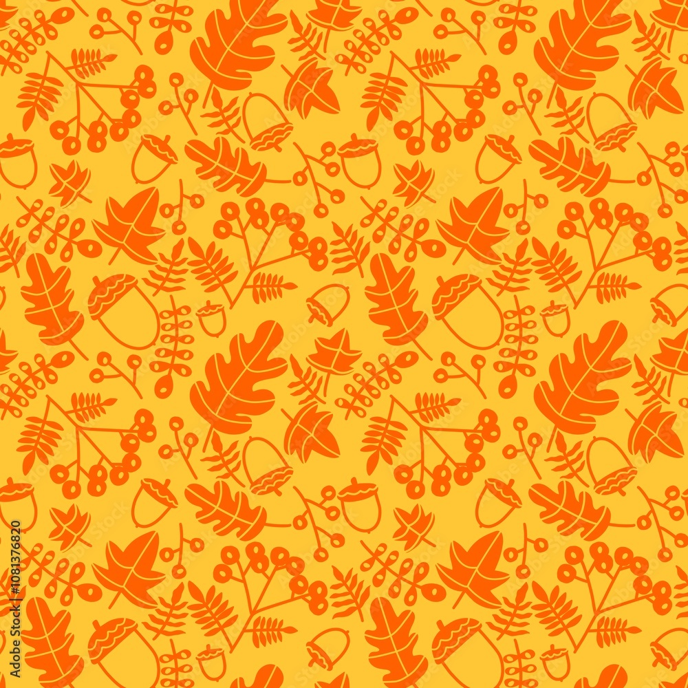 Autumn floral and berries seamless rowanberry pattern for wrapping paper Autumn floral and berries seamless rowanberry pattern for wrapping paper