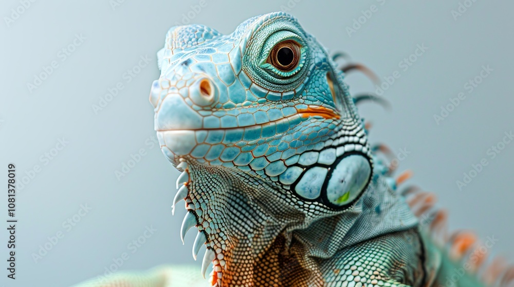 Fototapeta premium Iguana as a teacher banner with copy space area for text. Cute Iguana...