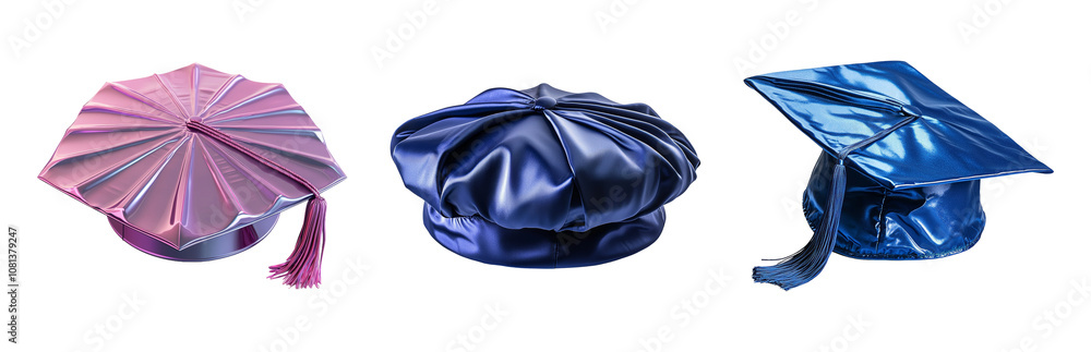 PNG graduation hats on a white background. Isolated on transparent background PNG graduation hats on a white background. Isolated on transparent background