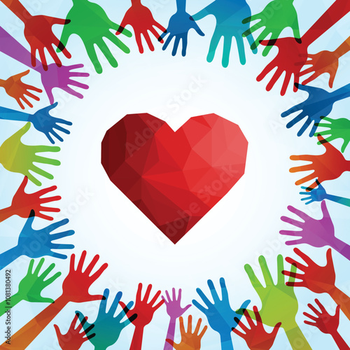 Helpful volunteer hands sharing love