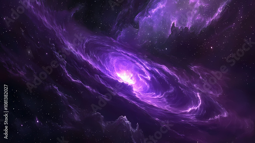 Majestic purple nebula in star-filled galaxy. Nebula. Illustration