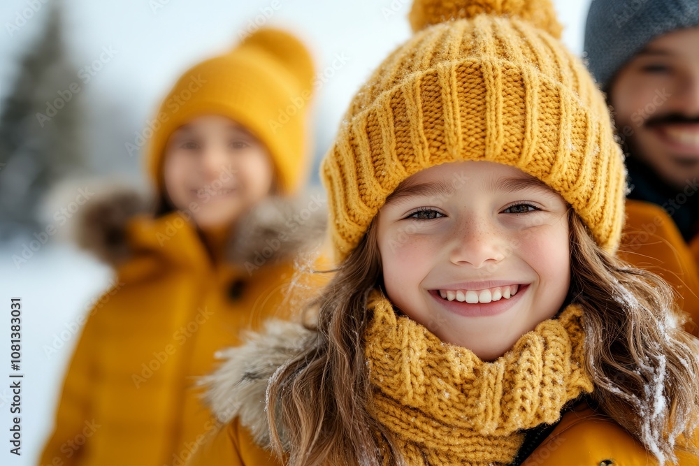 A smiling family captured in winter gear, radiating happiness amidst a snowy outdoor setting, emphasizing warmth, togetherness, and joy during the colder months. A smiling family captured in winter gear, radiating happiness amidst a snowy outdoor setting, emphasizing warmth, togetherness, and joy during the colder months.