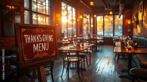 Thanksgiving Menu sign - restaurant - holiday - cafe - open floor plan - wood floors 