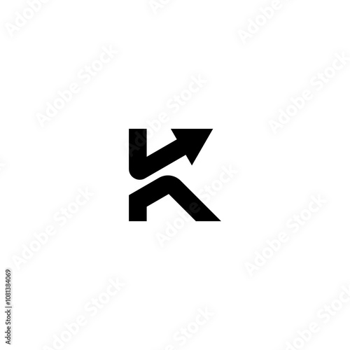 initial letter K with upward arrow for finance, development, success, training business logo concept