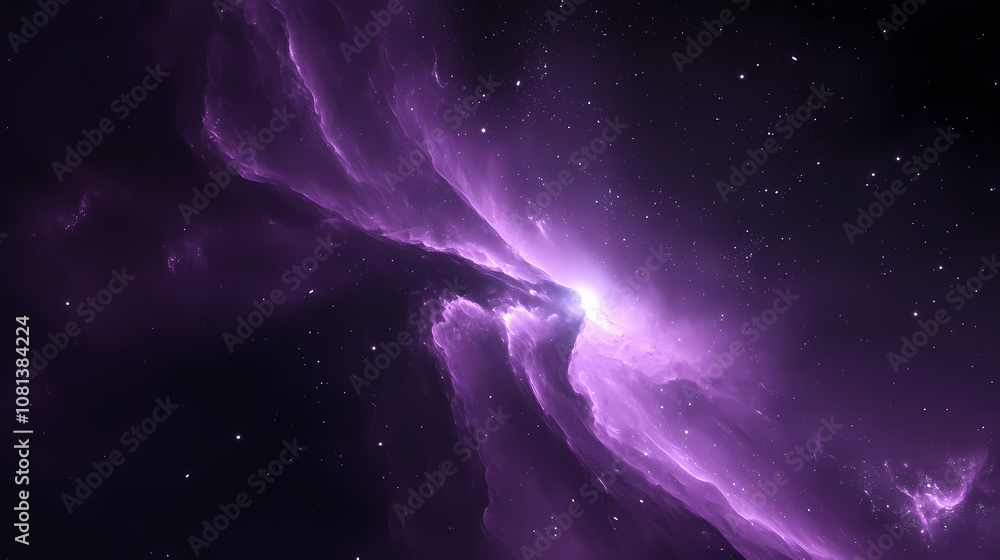 Fototapeta premium Purple nebula with scattered stars in deep space. Nebula. Illustration