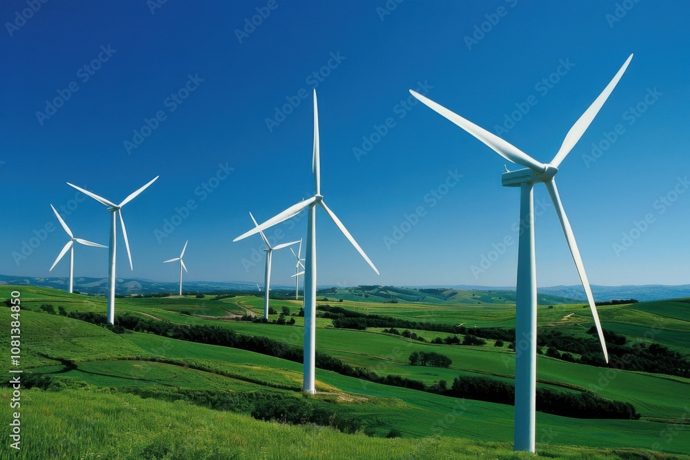 Wind Turbines in a Scenic Landscape Wind Turbines in a Scenic Landscape
