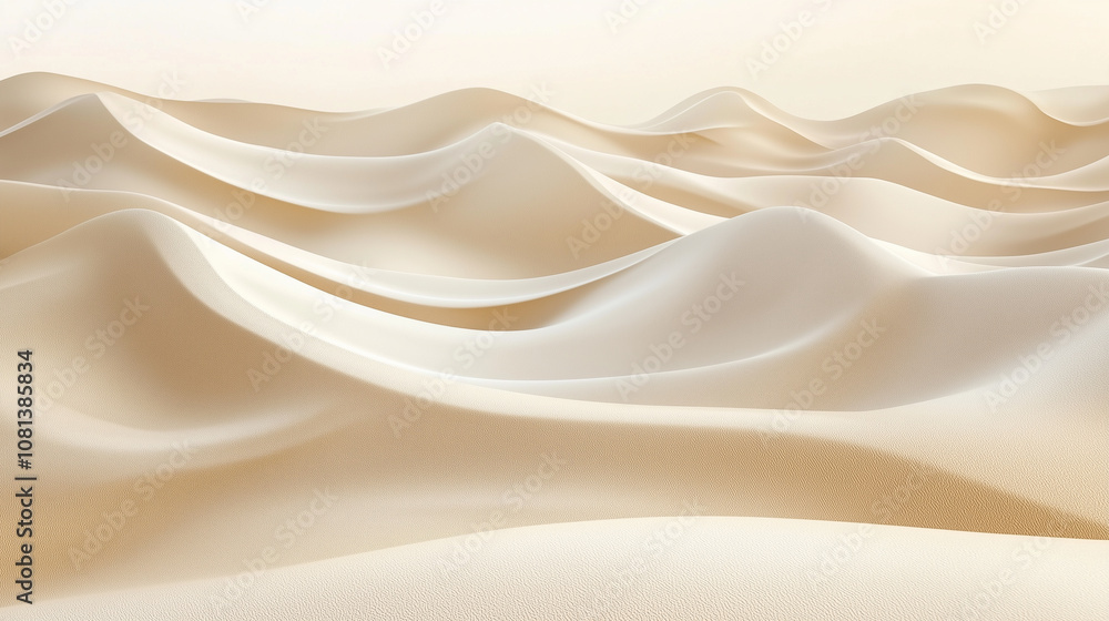 Fototapeta premium Serene abstract desert landscape with smooth sand dunes under soft natural light