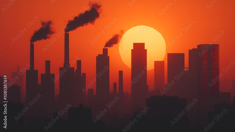 Exploring the impact of industrial pollution on urban landscapes during sunset Exploring the impact of industrial pollution on urban landscapes during sunset