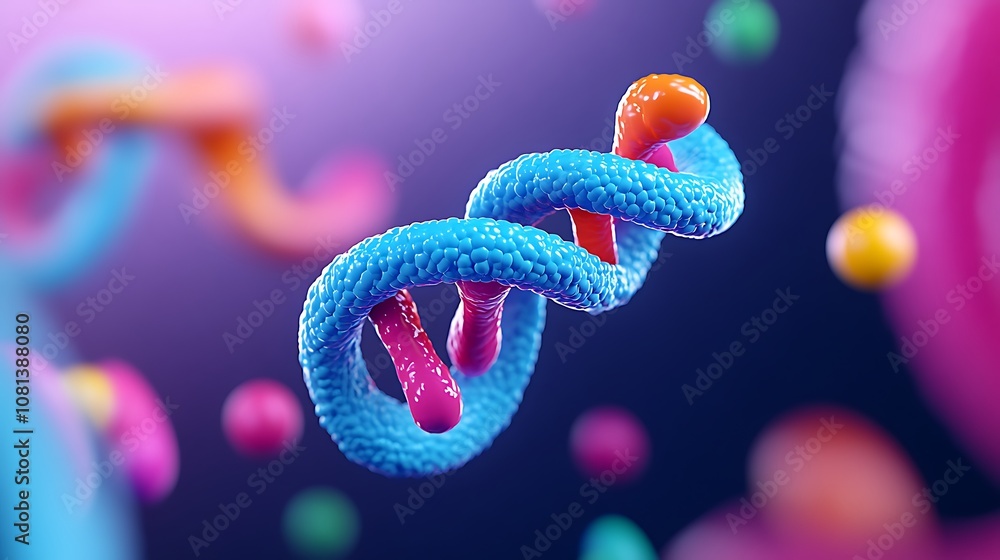 Colorful 3D Rendered DNA Helix Model Colorful 3D Rendered DNA Helix Model
