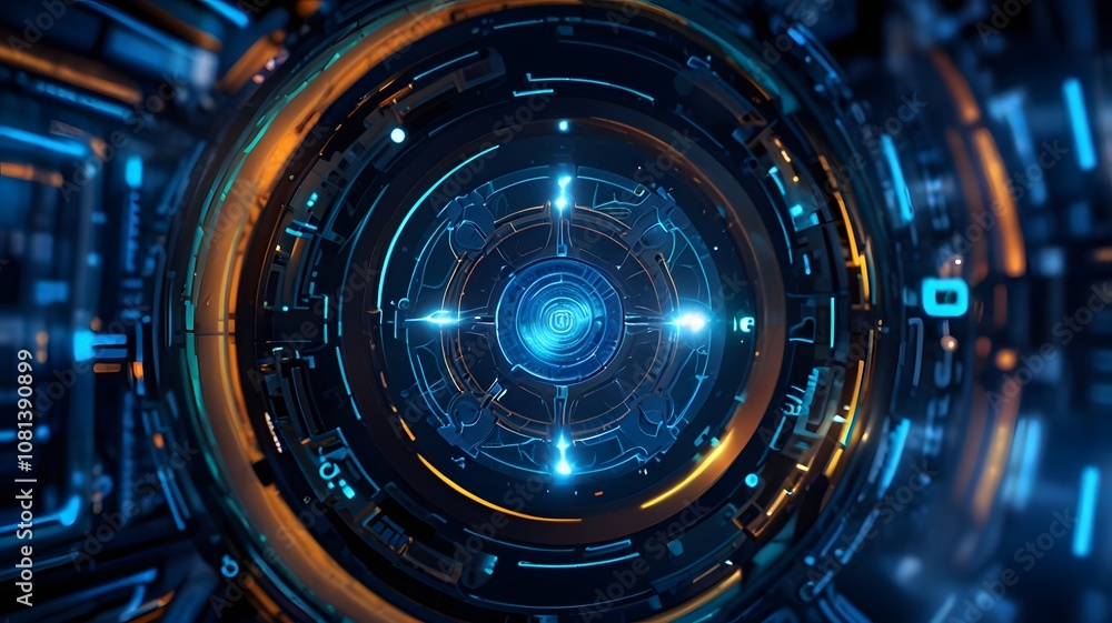 Futuristic 3d illustration Circular Interface with Blue and Orange background, Hues Depicting Advanced Digital Technology Concepts wallpaper .
Futuristic 3d illustration Circular Interface with Blue and Orange background, Hues Depicting Advanced Digital Technology Concepts wallpaper .