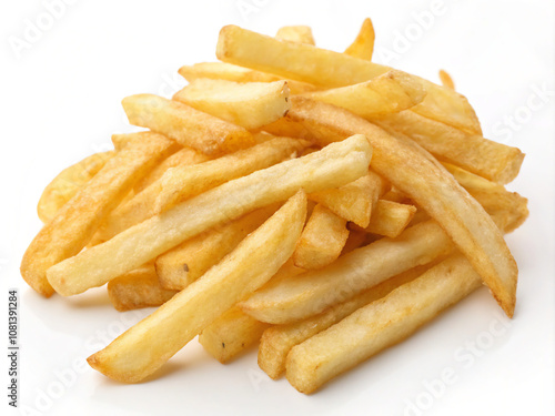 french fries on white background. food, french, fries, potato, fried, snack, chips, meal, fast, isolated, french fries, white, lunch, unhealthy, plate, fat, potatoes, dinner, fry, closeup, fish, chip,