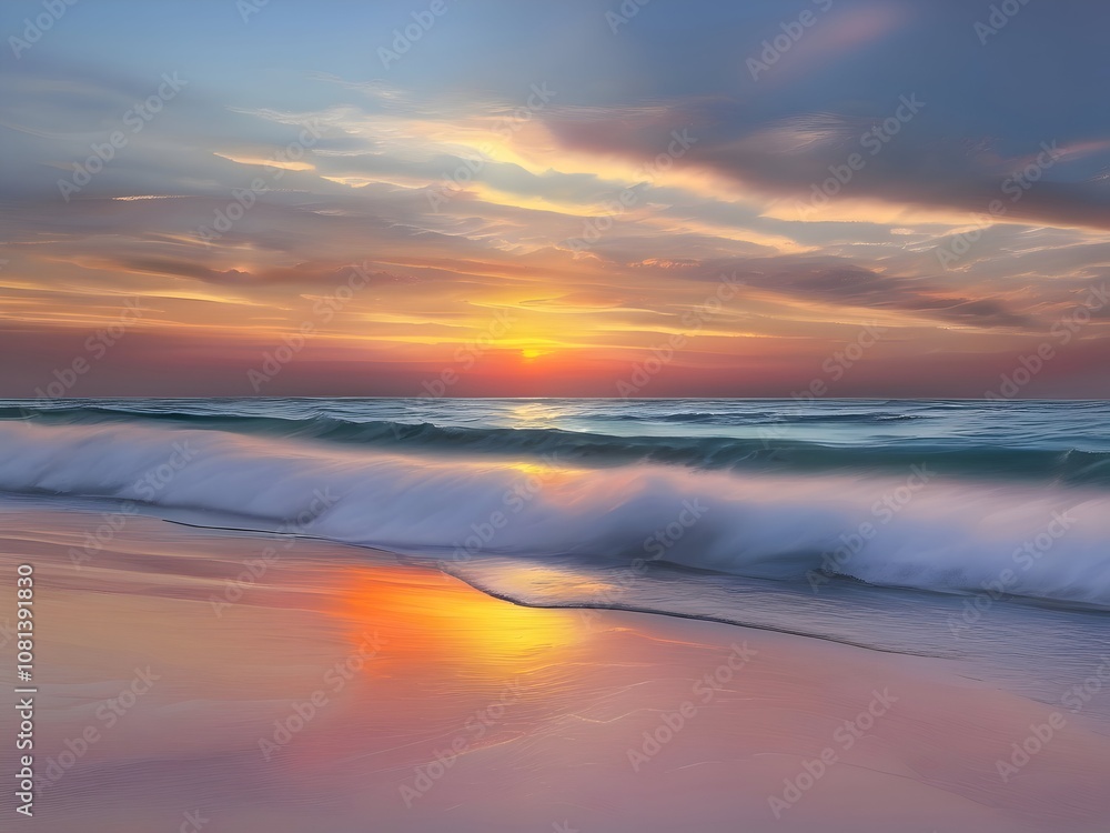 Pastel Sunset Sea Beach Painting Art Pastel Sunset Sea Beach Painting Art
