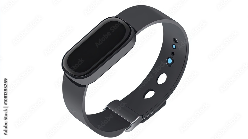 Black Fitness Tracker with a Rectangular Display