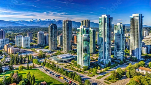 Cityscape of modern buildings in Surrey Central, Greater Vancouver, BC, Canada, Surrey Central