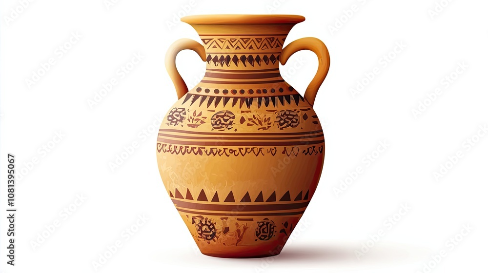 Ornate Clay Amphoras with Intricate Geometric Patterns Ornate Clay Amphoras with Intricate Geometric Patterns