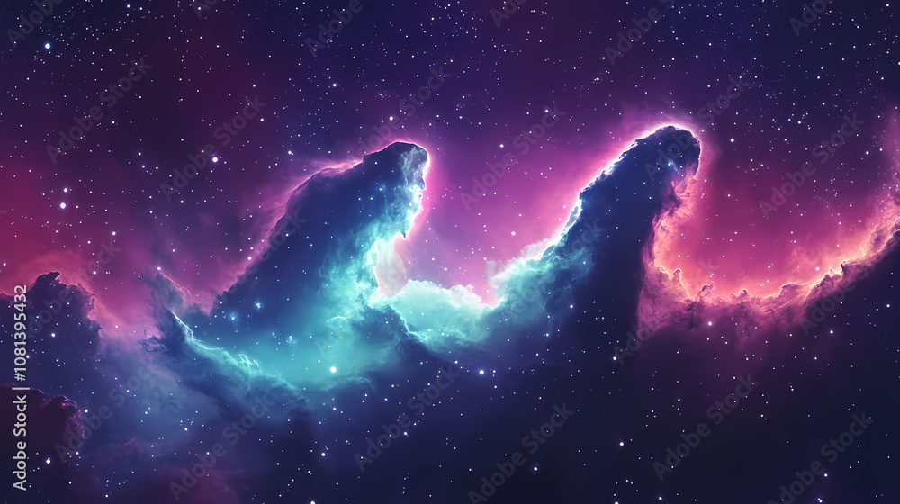 Obraz premium The horsehead nebula in vivid detail against a starry background, nebula background, astrophotography beauty. Nebula. Illustration