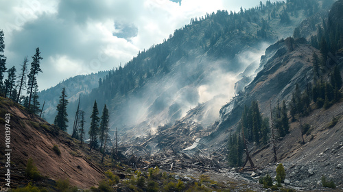 mountainous area mountain earthquake landslide earth rocks debris landslide erosion rockfall slope avalanche mudslide soil collapse hill valley cliff sediment disaster instability geology rainfall