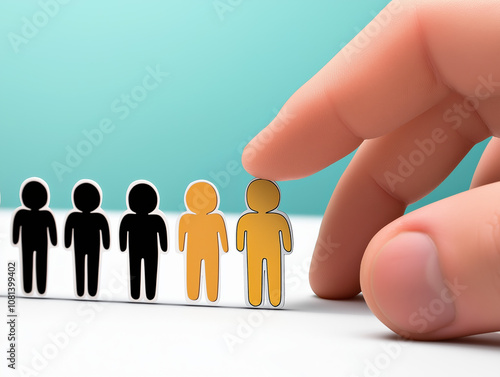 A Conceptual Photo Of A Human Figure Icon Standing Out In The Middle, Symbolising Recruitment Or Talent Selection, Representing Of Finding The Right Person In HR, We Are Hiring And Job Vacancy Concept photo