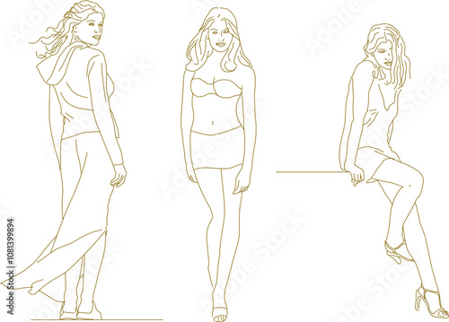 Vector sketch, silhouette illustration, design drawing of model person activity with shooting activities for design completeness