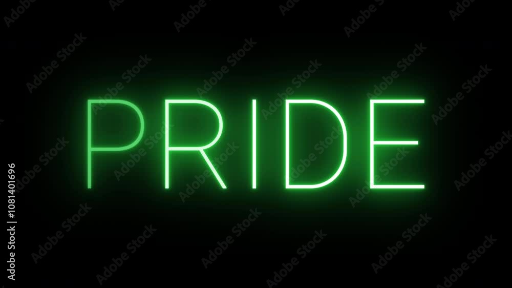 Flickering neon green glowing pride sign animated black background Flickering neon green glowing pride sign animated black background