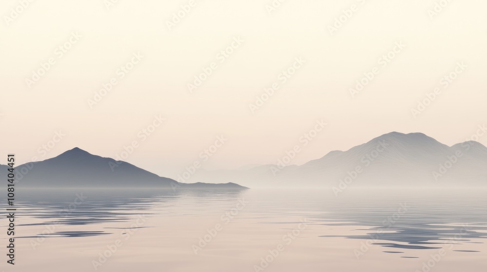 Serene landscape of mountains reflected in calm water. Serene landscape of mountains reflected in calm water.