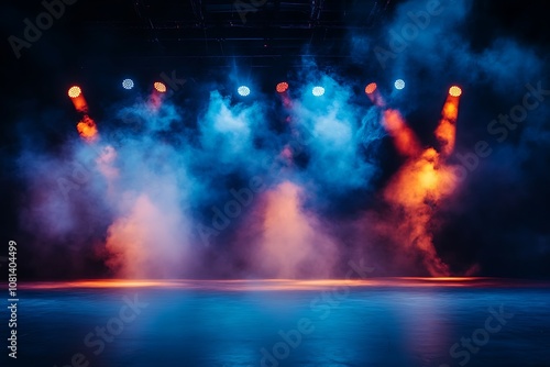 Colorful Stage Lights with Smoke and Fog