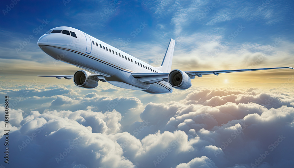Commercial jetliner soaring above dramatic clouds. Commercial jetliner soaring above dramatic clouds.