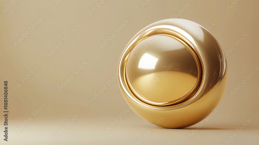 A 3D rendering of a gold sphere on a gold surface. A 3D rendering of a gold sphere on a gold surface.