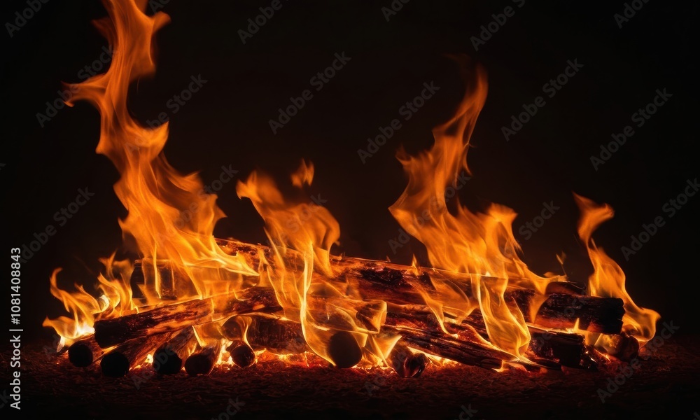 pile of wood is burning in a fire pit, background, wallpaper pile of wood is burning in a fire pit, background, wallpaper