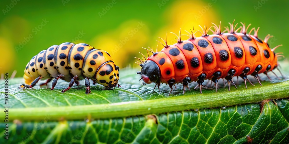 Ladybug Larva Close-up, Copy Space, Nature Photography Ladybug Larva Close-up, Copy Space, Nature Photography