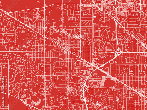 Christmas Map of Palatine  Illinois, USA in Snowy White on Festive Red Background. photo