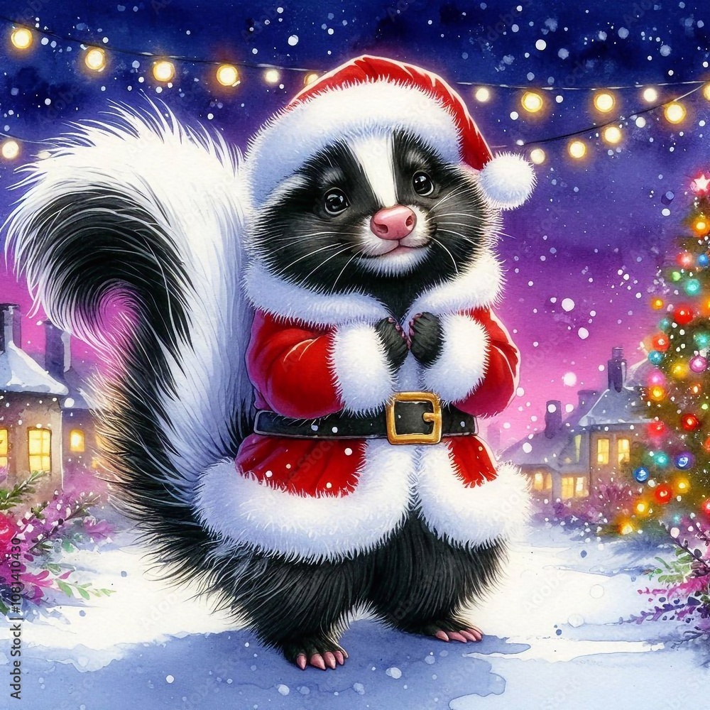 Stinktier als Weihnachtsmann Stinktier als Weihnachtsmann