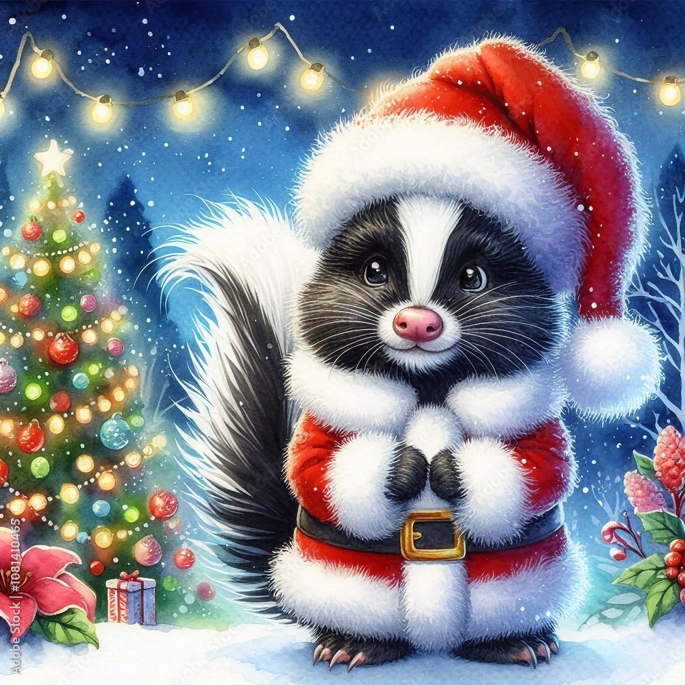 Stinktier als Weihnachtsmann Stinktier als Weihnachtsmann