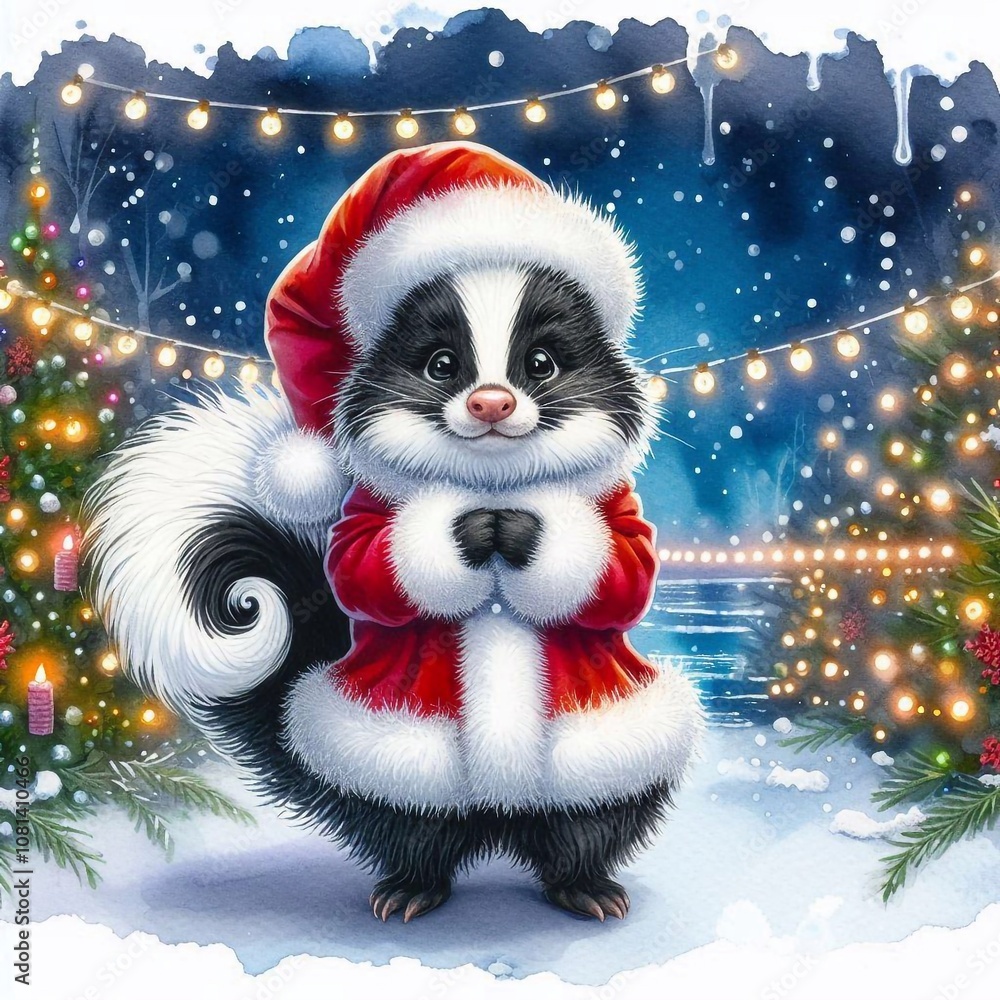 Stinktier als Weihnachtsmann Stinktier als Weihnachtsmann