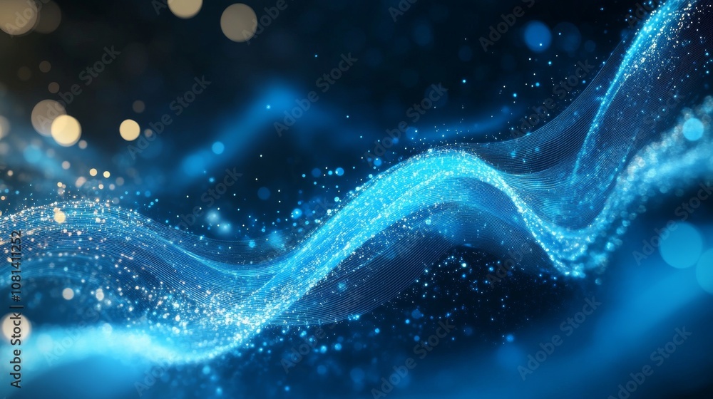 Attract Blue Line Movement, Abstract Wave Line, Light Technology Background, Copy Space Attract Blue Line Movement, Abstract Wave Line, Light Technology Background, Copy Space