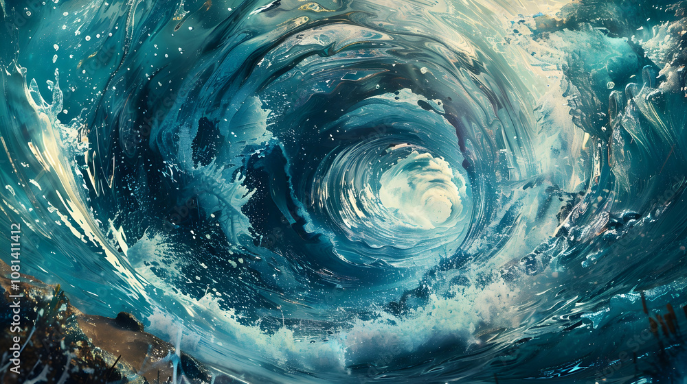 Abstract Illustration of Swirling Ocean Water Abstract Illustration of Swirling Ocean Water