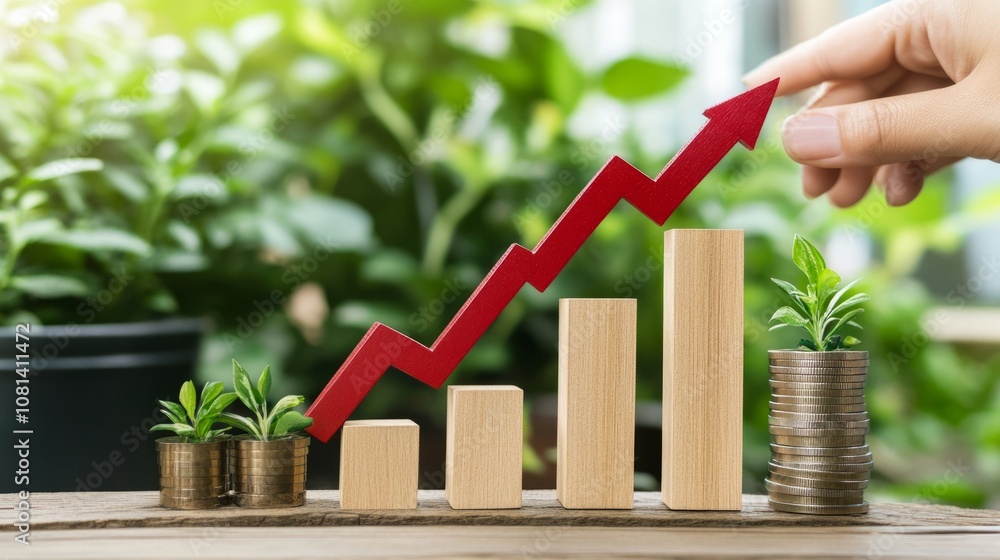 Red upward arrow graph showing rising trend, cut out Red upward arrow graph showing rising trend, cut out