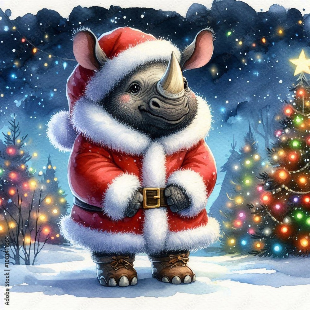 Nashorn als Weihnachtsmann Nashorn als Weihnachtsmann