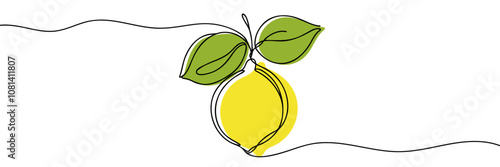 Single continuous line drawing of lemon