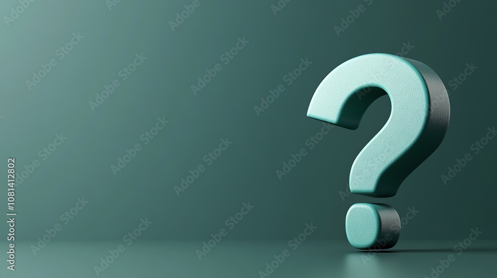 A green question mark in a 3D rendering. A green question mark in a 3D rendering.