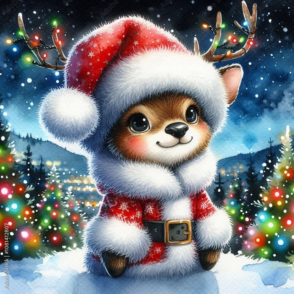 Rehkitz als Weihnachtsmann Rehkitz als Weihnachtsmann