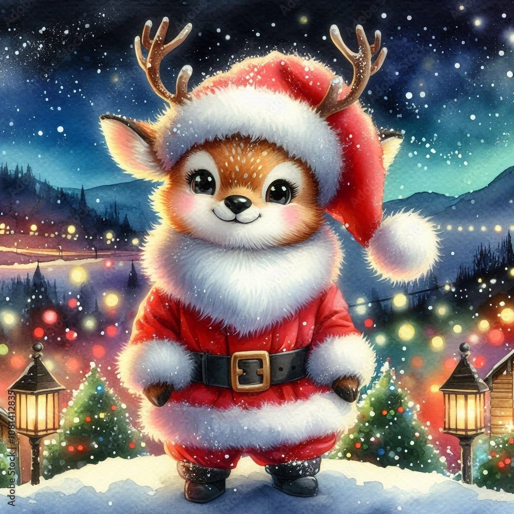 Rehkitz als Weihnachtsmann Rehkitz als Weihnachtsmann