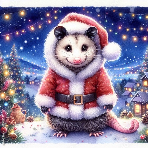 Opossum als Weihnachtsmann