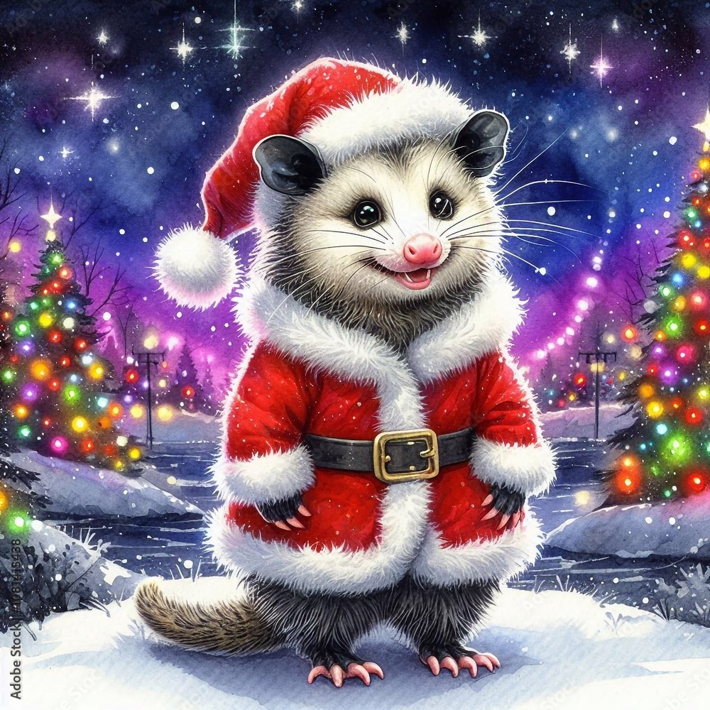 Opossum als Weihnachtsmann Opossum als Weihnachtsmann